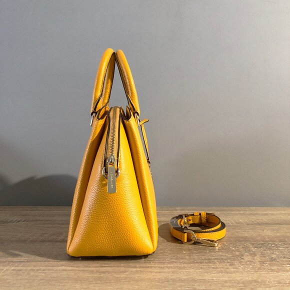 Michael Kors Maxine Medium Yellow Pebbled Leather Dome Satchel MSRP $328 EUC - Picture 4 of 15